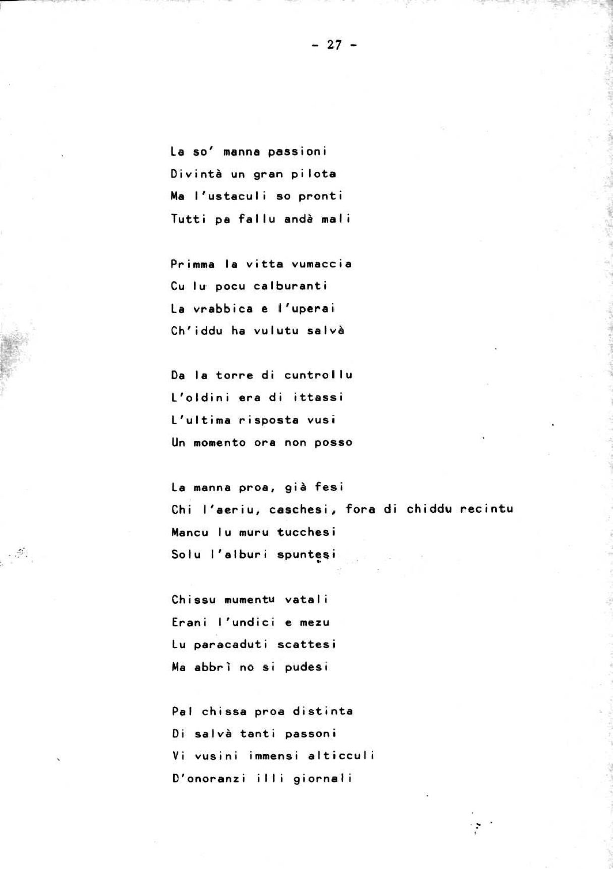 «L'ultima risposta vusi / Un momento ora non posso»: la pagina della poesia «A mio figlio» di Pietruccia Mannoni, intorno al 1980